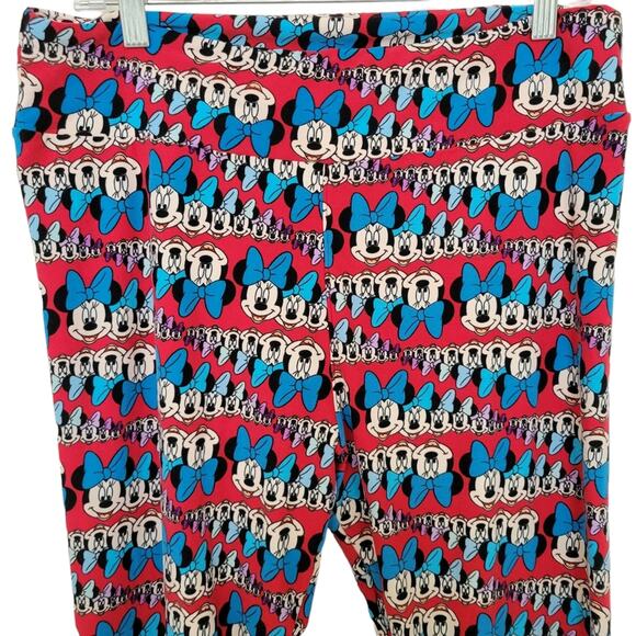 LulaRoe Tall & Curvy Leggings XL Disney Minnie Mouse Red Blue White All Over - Picture 8 of 10